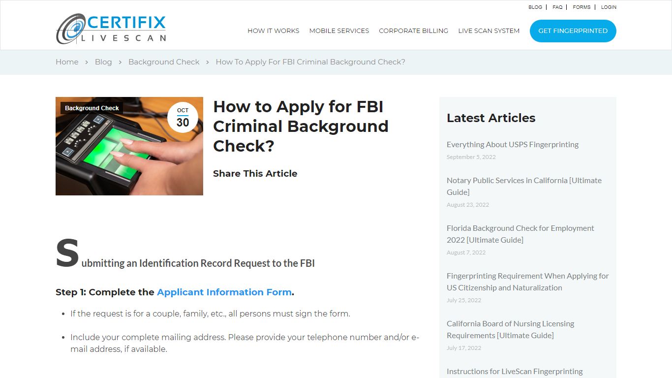 How to Apply for FBI Criminal Background Check? - Certifix Live Scan Blog